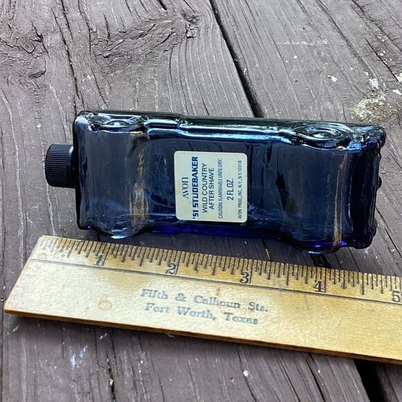 Vintage 1955 Chevy Bel Air Car Blue Glass Avon After Shave Decanter Bottle - Picture 5 of 5